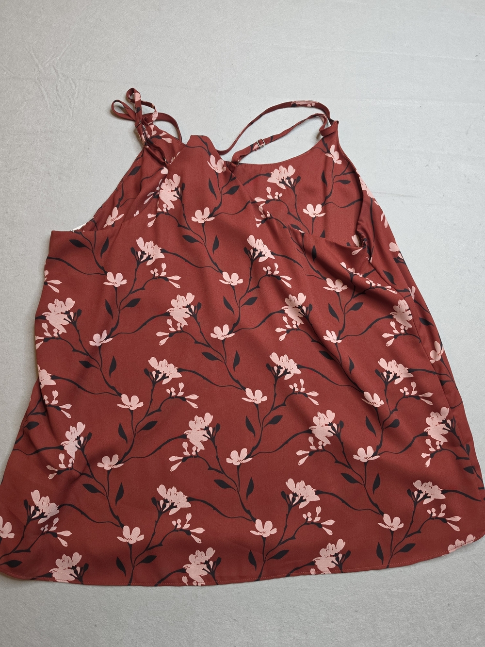 Allison Joy Rust Floral Wrap-Front Cami with Pink Blossoms - Picture 5 of 6